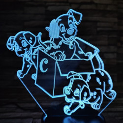 Dalmata kölykök 7 színű 3D led lámpa