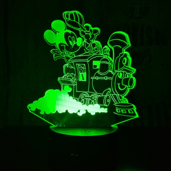 Egér a vonaton 7 színű 3D led lámpa