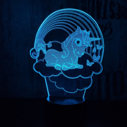 Unikornis felhő 7 színű 3D led lámpa