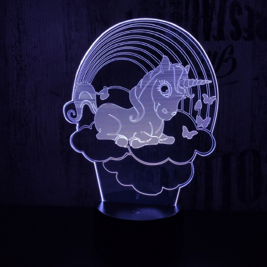 Unikornis felhő 7 színű 3D led lámpa