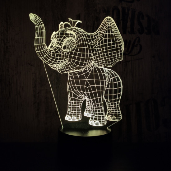Kis elefánt 7 színű  3D led lámpa