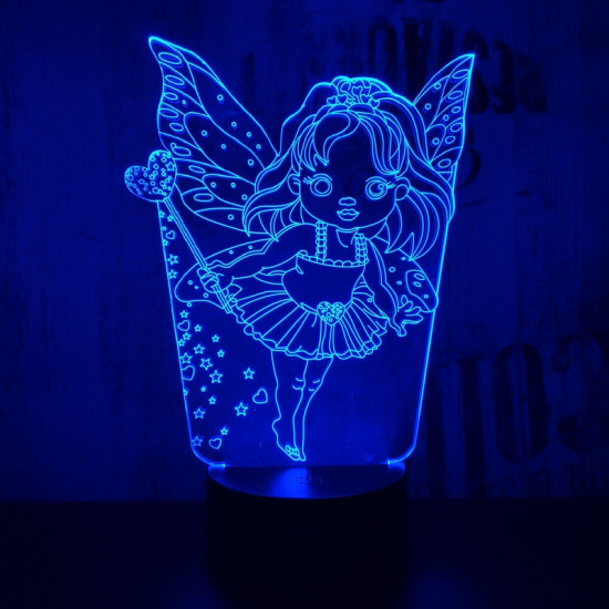 Tündér lány 2 7 színű 3D led lámpa