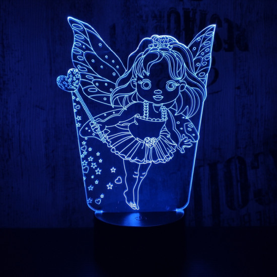 Tündér lány 2 7 színű 3D led lámpa