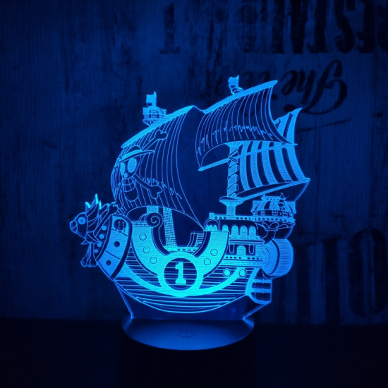 Kalózhajó 7 színű 3D led lámpa