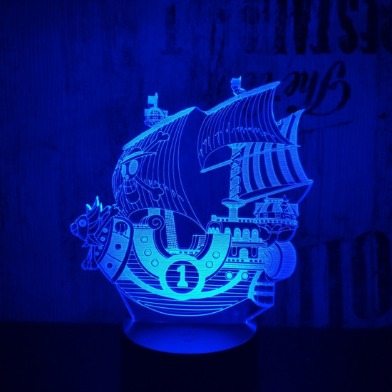 Kalózhajó 7 színű 3D led lámpa