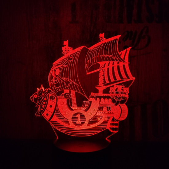 Kalózhajó 7 színű 3D led lámpa