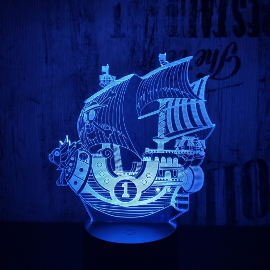 Kalózhajó 7 színű 3D led lámpa
