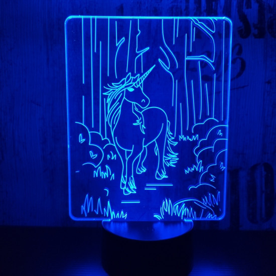Egyszarvú ló 7 színű 3D led lámpa