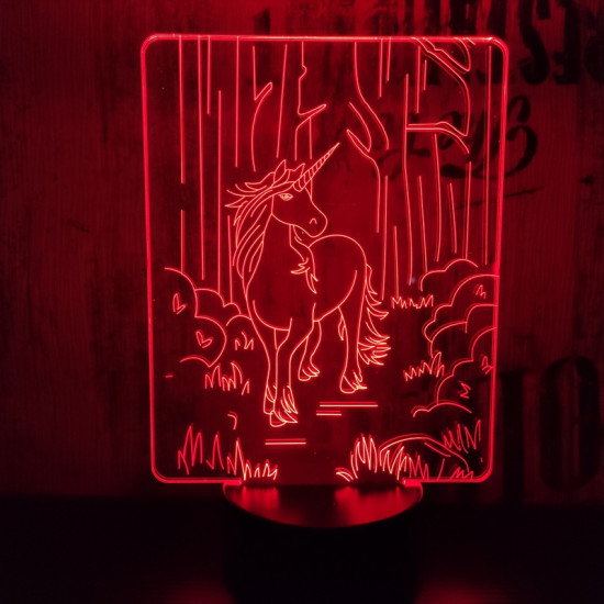 Egyszarvú ló 7 színű 3D led lámpa