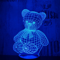 Ülő maci 7 színű 3D led lámpa