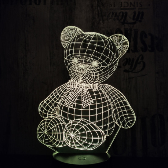 Ülő maci 7 színű 3D led lámpa