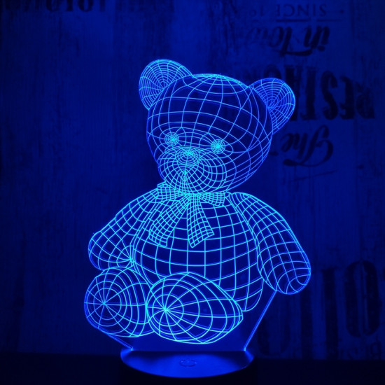 Ülő maci 7 színű 3D led lámpa