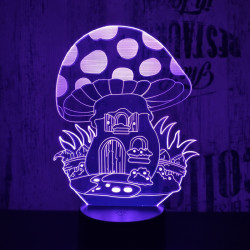 Gomba házikó 7 színű 3D led lámpa