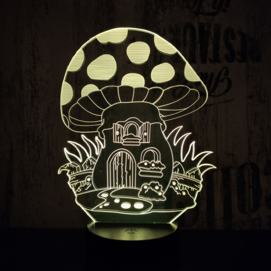 Gomba házikó 7 színű 3D led lámpa