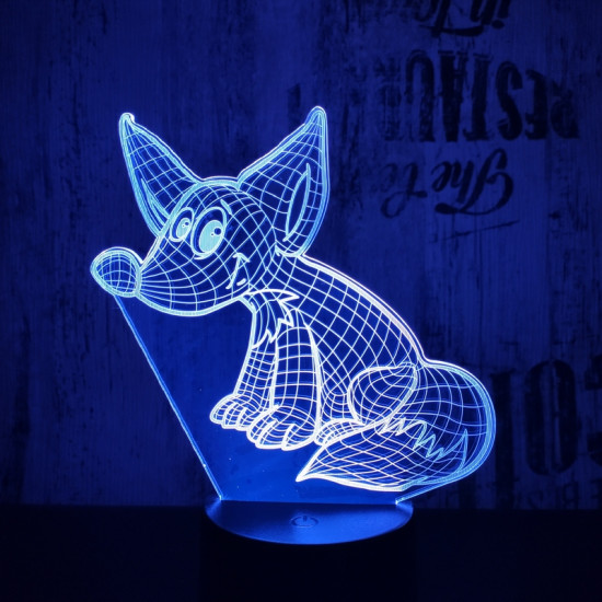 Róka 2  7 színű 3D led lámpa