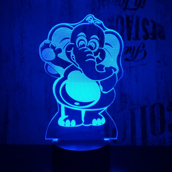 Integetős elefánt 7 színű 3D led lámpa