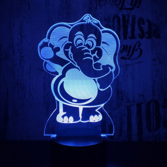 Integetős elefánt 7 színű 3D led lámpa
