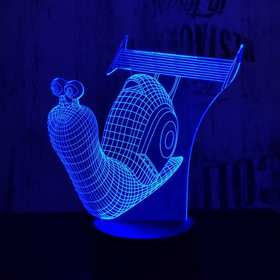 Spoileres csiga 7 színű  3D led lámpa