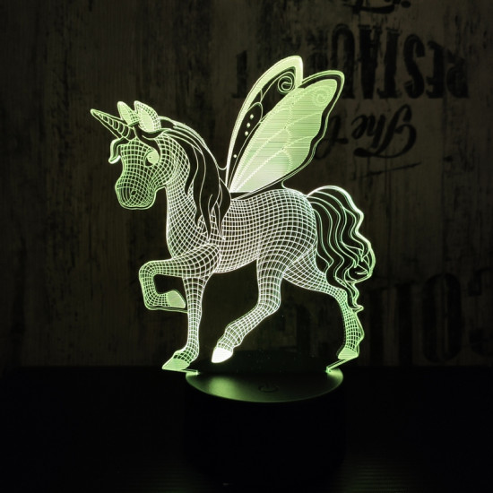 Kicsi pegazus 7 színű 3D led lámpa