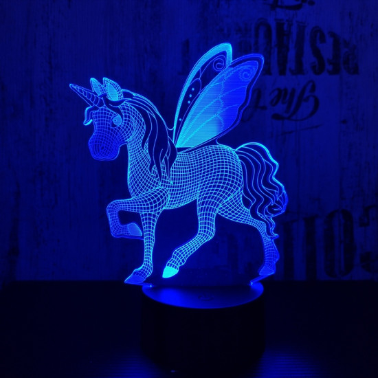 Kicsi pegazus 7 színű 3D led lámpa