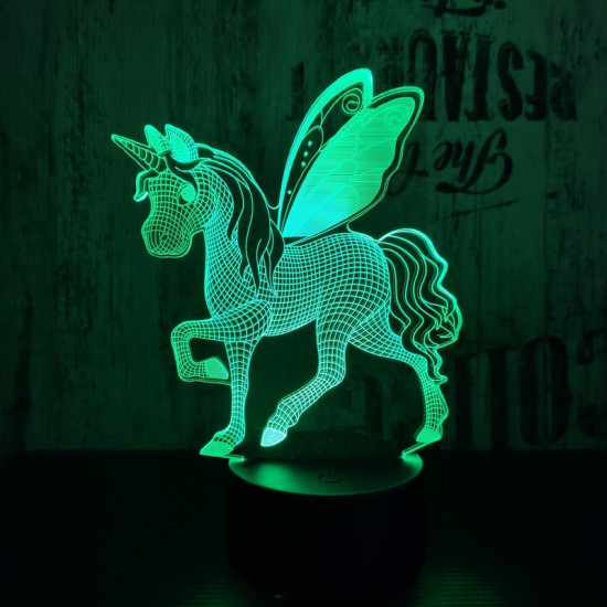 Kicsi pegazus 7 színű 3D led lámpa