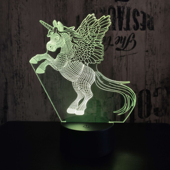 Ágaskodó pegazus 7 színű 3D led lámpa