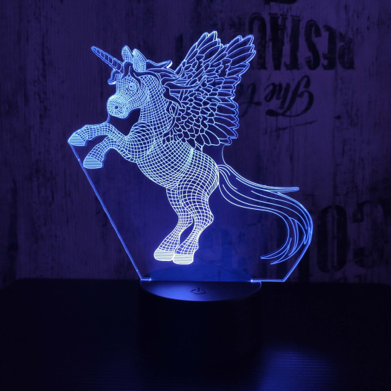 Ágaskodó pegazus 7 színű 3D led lámpa