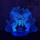 Két kicsi egyszarvú 7 színű  3D led lámpa