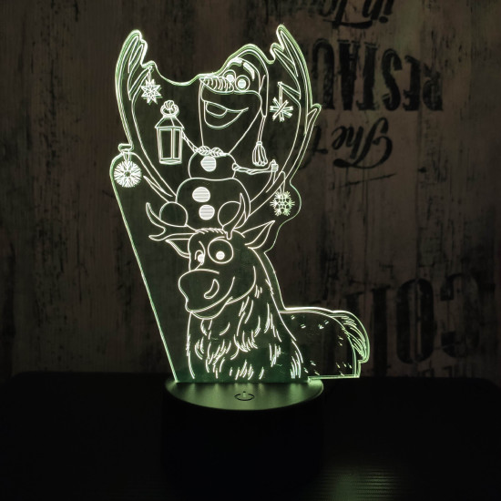 Hóember és Szarvas 7 színű 3D led lámpa