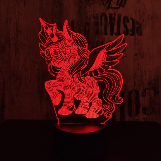 Kicsi Pegazus 2  7 színű  3D led lámpa