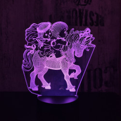 Lovagló gyerekek 7 színű  3D led lámpa