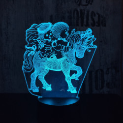 Lovagló gyerekek 7 színű  3D led lámpa