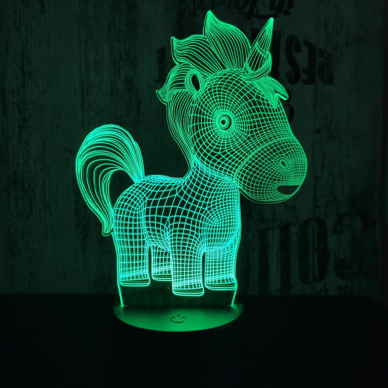 Egyszarvú baby 7 színű 3D led lámpa