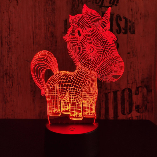 Egyszarvú baby 7 színű 3D led lámpa
