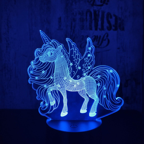 Csillagos pegazus 7 színű 3D led lámpa