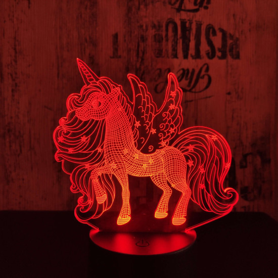 Csillagos pegazus 7 színű 3D led lámpa