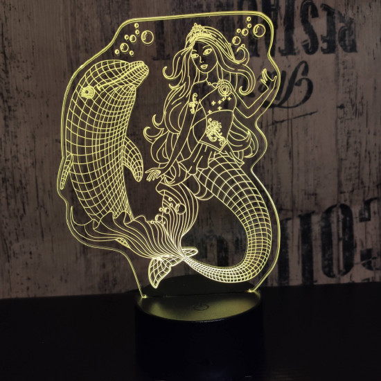 Delfin és hableány 7 színű 3D led lámpa