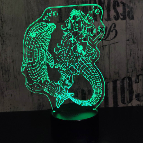 Delfin és hableány 7 színű 3D led lámpa