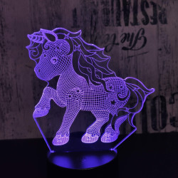 Kicsi unikornis 7 színű 3D led lámpa