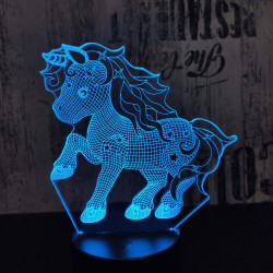 Kicsi unikornis 7 színű 3D led lámpa