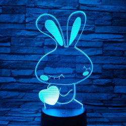 Nyuszi szív 7 színű 3D led lámpa