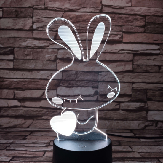 Nyuszi szív 7 színű 3D led lámpa