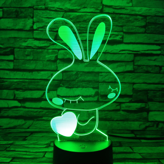 Nyuszi szív 7 színű 3D led lámpa