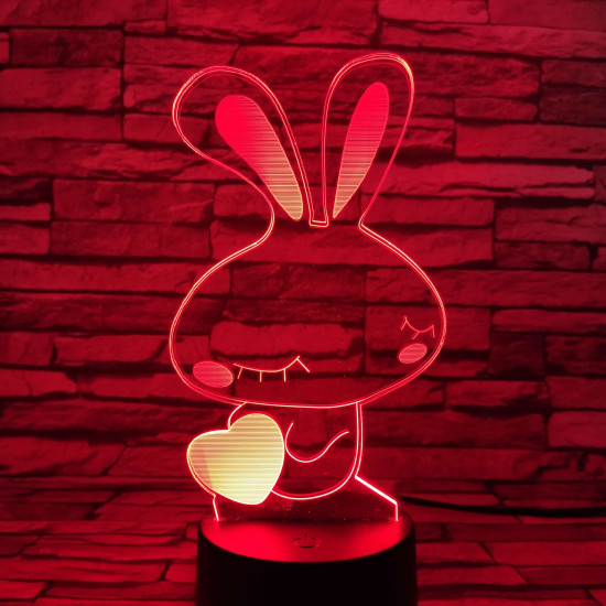 Nyuszi szív 7 színű 3D led lámpa