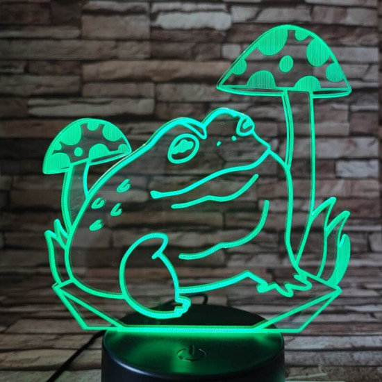 Béka a gomba alatt 7 színű 3D led lámpa