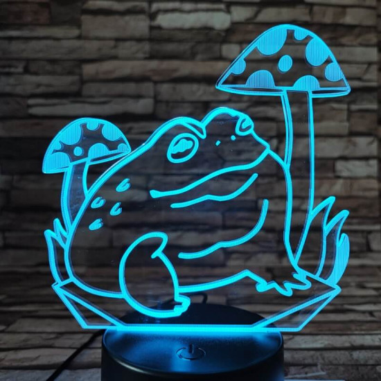 Béka a gomba alatt 7 színű 3D led lámpa