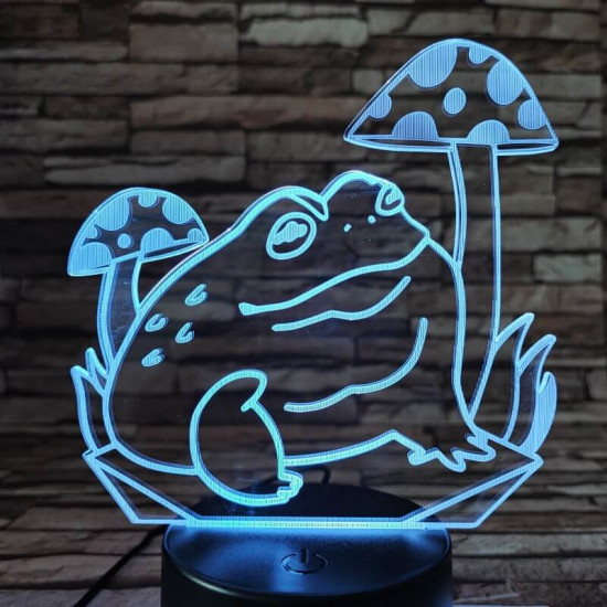 Béka a gomba alatt 7 színű 3D led lámpa