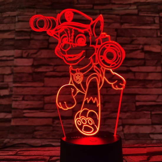 Mancs őrjárat Chase 7 színű 3D led lámpa