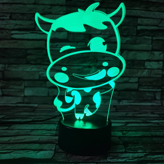 Tehén 2 7 színű 3D led lámpa