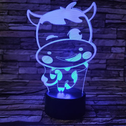 Tehén 2 7 színű 3D led lámpa